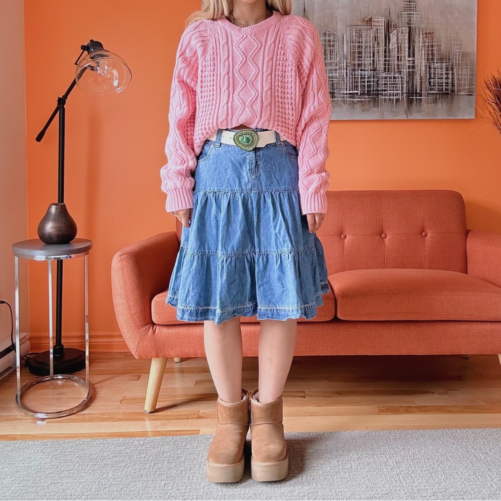 ❌SOLD Vintage 90s dollcore cable knit oversized ribbed french parisian jumper - Picture 3 of 8